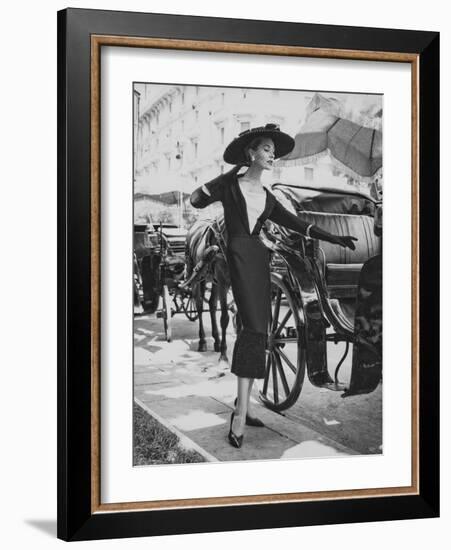A Model Wearing a Dress from Fontana Sisters' Fashion Collection-null-Framed Photographic Print