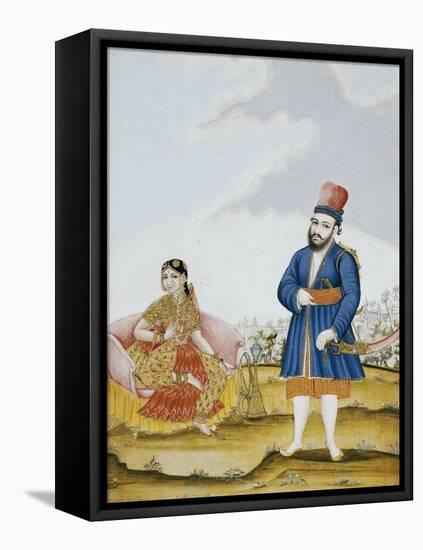 A Moghul Nobleman with His Wife, Tanjore School, circa 1820s-null-Framed Premier Image Canvas