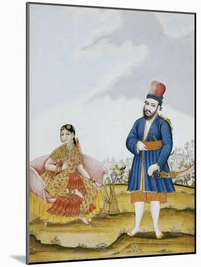 A Moghul Nobleman with His Wife, Tanjore School, circa 1820s-null-Mounted Giclee Print