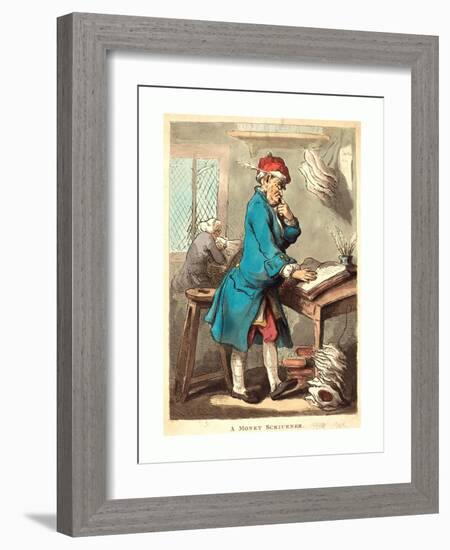 A Money Scrivener, 1801, Hand-Colored Etching, Rosenwald Collection-Thomas Rowlandson-Framed Giclee Print