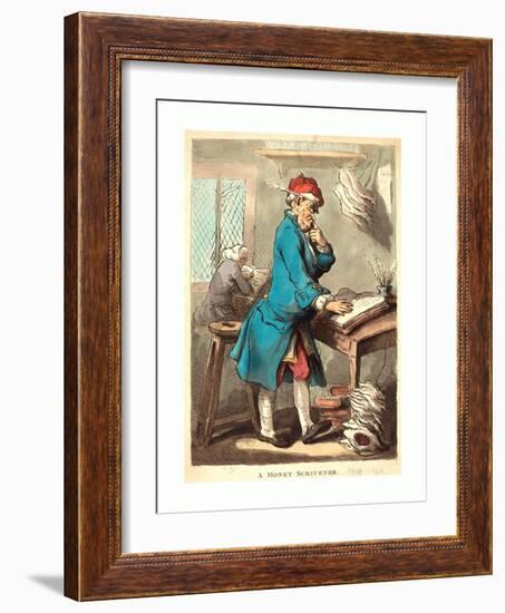 A Money Scrivener, 1801, Hand-Colored Etching, Rosenwald Collection-Thomas Rowlandson-Framed Giclee Print