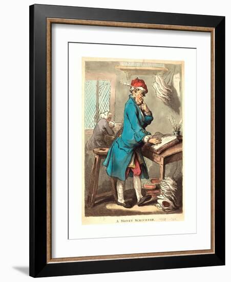 A Money Scrivener, 1801, Hand-Colored Etching, Rosenwald Collection-Thomas Rowlandson-Framed Giclee Print