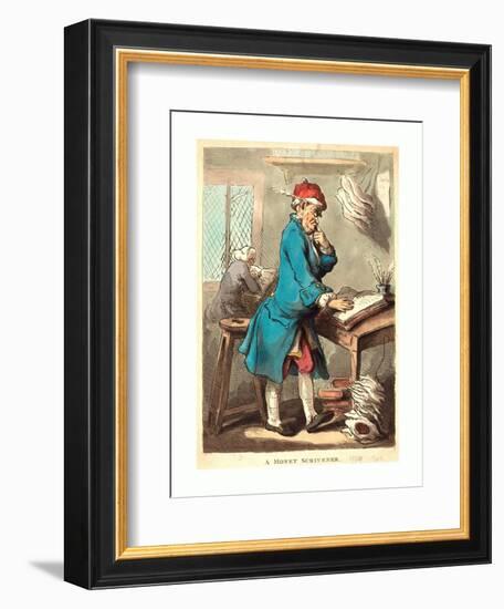 A Money Scrivener, 1801, Hand-Colored Etching, Rosenwald Collection-Thomas Rowlandson-Framed Giclee Print