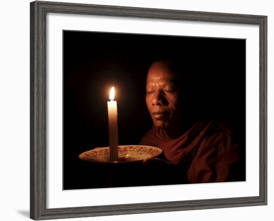 A Monk Meditates at a Buddhist Temple in Sen Monorom, Mondulkiri Province, Cambodia, Indochina-Andrew Mcconnell-Framed Photographic Print