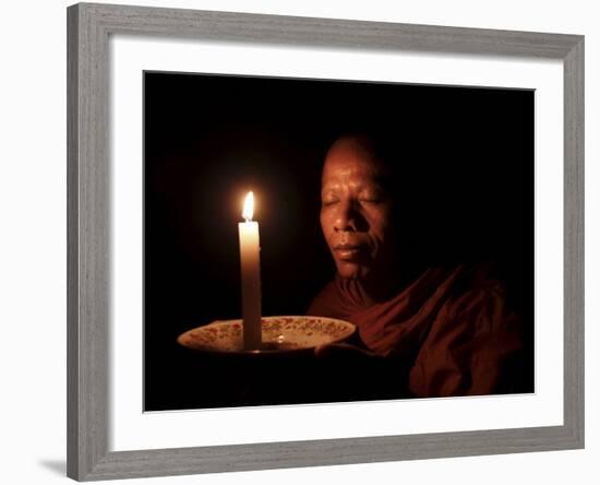 A Monk Meditates at a Buddhist Temple in Sen Monorom, Mondulkiri Province, Cambodia, Indochina-Andrew Mcconnell-Framed Photographic Print