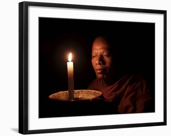 A Monk Meditates at a Buddhist Temple in Sen Monorom, Mondulkiri Province, Cambodia, Indochina-Andrew Mcconnell-Framed Photographic Print