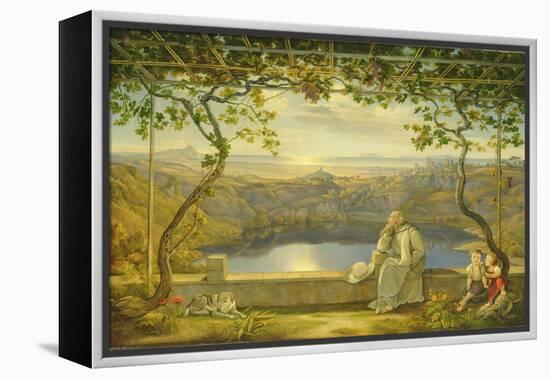 A Monk on a Terrace at the Nemi Lake, 1818-Joachim Faber-Framed Premier Image Canvas