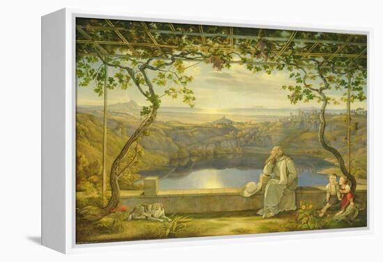 A Monk on a Terrace at the Nemi Lake, 1818-Joachim Faber-Framed Premier Image Canvas