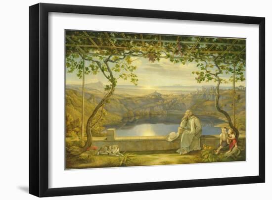 A Monk on a Terrace at the Nemi Lake, 1818-Joachim Faber-Framed Giclee Print