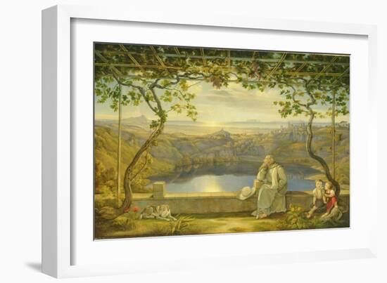 A Monk on a Terrace at the Nemi Lake, 1818-Joachim Faber-Framed Giclee Print