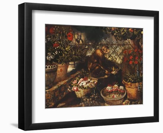 A Monkey in a Fenced Garden-Thomas Hiepes-Framed Premium Giclee Print