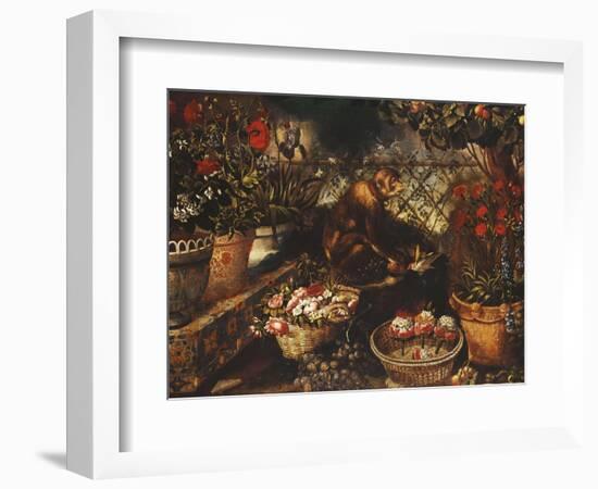 A Monkey in a Fenced Garden-Thomas Hiepes-Framed Premium Giclee Print