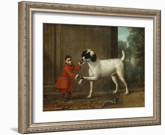 A Monkey Wearing Crimson Livery Dancing with a Poodle on the Terrace of a Country House-John Wootton-Framed Giclee Print