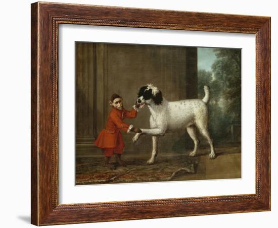 A Monkey Wearing Crimson Livery Dancing with a Poodle on the Terrace of a Country House-John Wootton-Framed Giclee Print