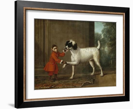 A Monkey Wearing Crimson Livery Dancing with a Poodle on the Terrace of a Country House-John Wootton-Framed Giclee Print