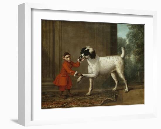 A Monkey Wearing Crimson Livery Dancing with a Poodle on the Terrace of a Country House-John Wootton-Framed Giclee Print