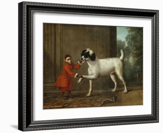 A Monkey Wearing Crimson Livery Dancing with a Poodle on the Terrace of a Country House-John Wootton-Framed Giclee Print