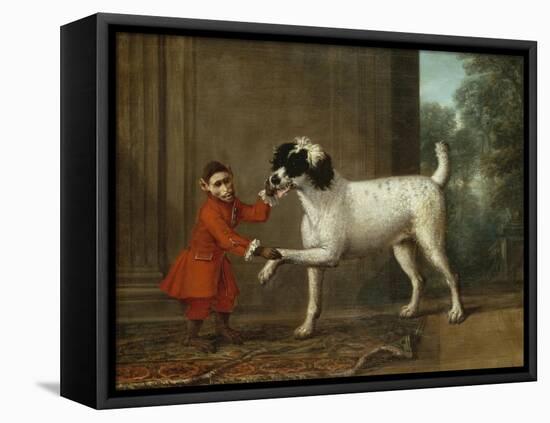 A Monkey Wearing Crimson Livery Dancing with a Poodle on the Terrace of a Country House-John Wootton-Framed Premier Image Canvas
