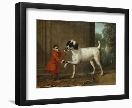 A Monkey Wearing Crimson Livery Dancing with a Poodle on the Terrace of a Country House-John Wootton-Framed Giclee Print