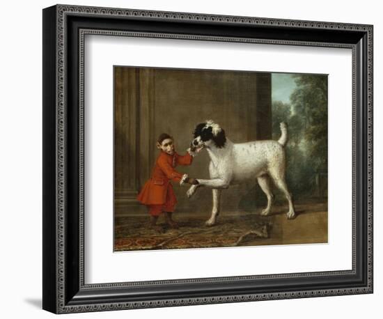 A Monkey Wearing Crimson Livery Dancing with a Poodle on the Terrace of a Country House-John Wootton-Framed Giclee Print