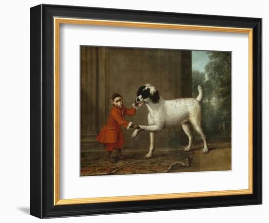 A Monkey Wearing Crimson Livery Dancing with a Poodle on the Terrace of a Country House-John Wootton-Framed Giclee Print