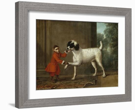 A Monkey Wearing Crimson Livery Dancing with a Poodle on the Terrace of a Country House-John Wootton-Framed Giclee Print