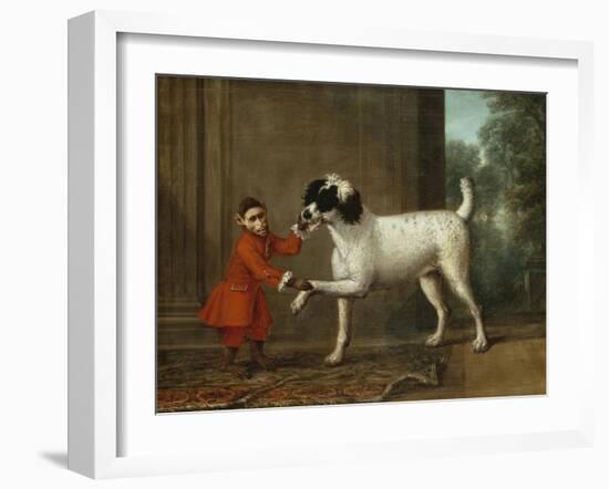 A Monkey Wearing Crimson Livery Dancing with a Poodle on the Terrace of a Country House-John Wootton-Framed Giclee Print