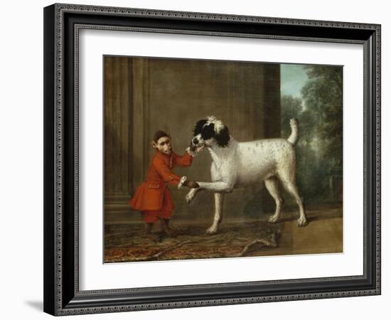 A Monkey Wearing Crimson Livery Dancing with a Poodle on the Terrace of a Country House-John Wootton-Framed Giclee Print