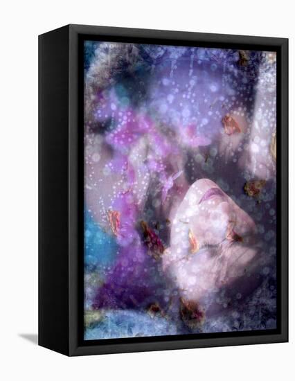 A Montage of a Portrait of a Woman, Flowers and Texture-Alaya Gadeh-Framed Premier Image Canvas