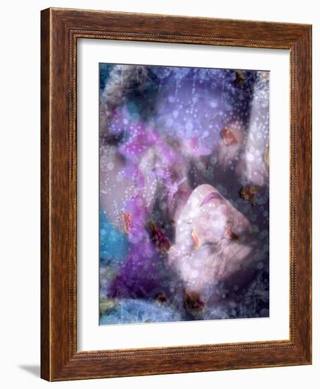 A Montage of a Portrait of a Woman, Flowers and Texture-Alaya Gadeh-Framed Photographic Print