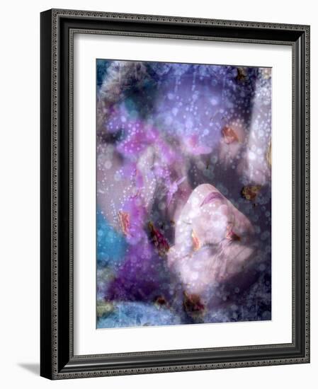 A Montage of a Portrait of a Woman, Flowers and Texture-Alaya Gadeh-Framed Photographic Print