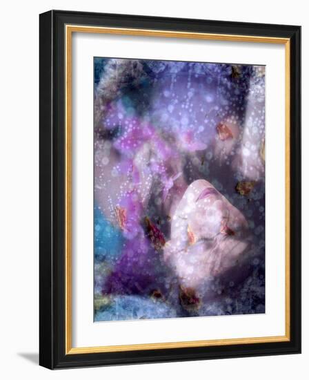 A Montage of a Portrait of a Woman, Flowers and Texture-Alaya Gadeh-Framed Photographic Print