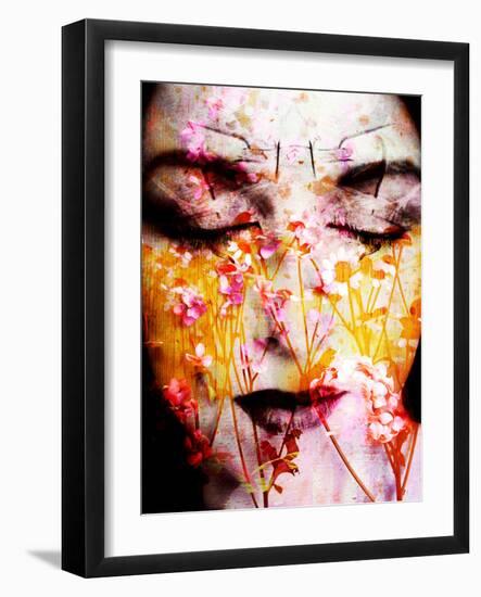 A Montage of a Portrait of a Womans Face with Flowers and Textures-Alaya Gadeh-Framed Photographic Print