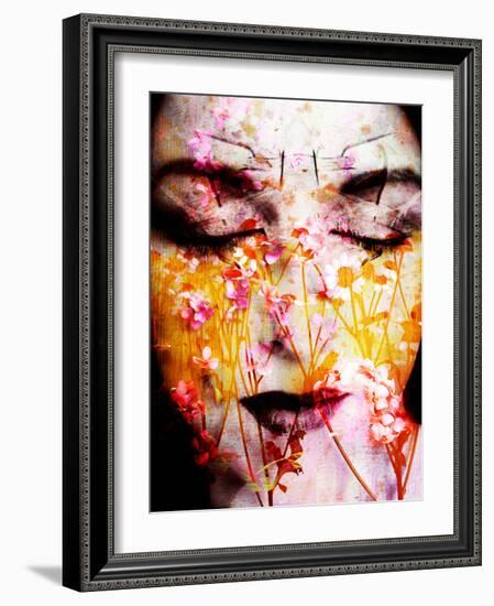 A Montage of a Portrait of a Womans Face with Flowers and Textures-Alaya Gadeh-Framed Photographic Print