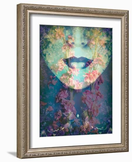 A Montage of a Portrait with Floral Elements-Alaya Gadeh-Framed Photographic Print