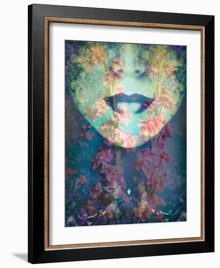 A Montage of a Portrait with Floral Elements-Alaya Gadeh-Framed Photographic Print