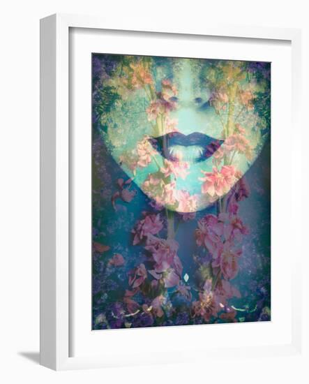 A Montage of a Portrait with Floral Elements-Alaya Gadeh-Framed Photographic Print