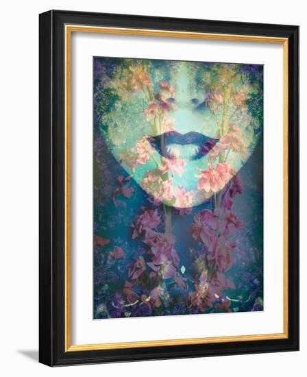 A Montage of a Portrait with Floral Elements-Alaya Gadeh-Framed Photographic Print