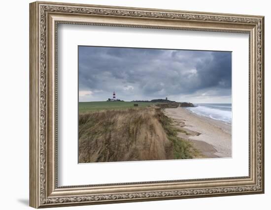 A moody sky looms over the coast at Happisburgh, Norfolk, England, United Kingdom, Europe-Jon Gibbs-Framed Photographic Print