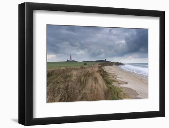 A moody sky looms over the coast at Happisburgh, Norfolk, England, United Kingdom, Europe-Jon Gibbs-Framed Photographic Print