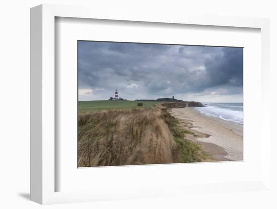 A moody sky looms over the coast at Happisburgh, Norfolk, England, United Kingdom, Europe-Jon Gibbs-Framed Photographic Print