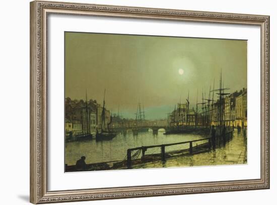 A Moonlit Harbour, 1883-John Atkinson Grimshaw-Framed Giclee Print