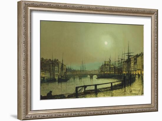 A Moonlit Harbour, 1883-John Atkinson Grimshaw-Framed Giclee Print