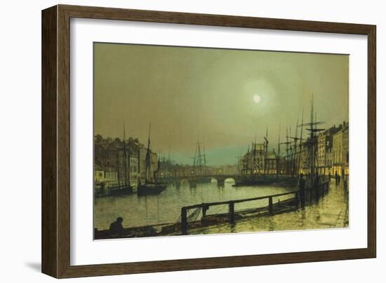 A Moonlit Harbour, 1883-John Atkinson Grimshaw-Framed Giclee Print