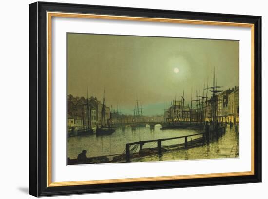 A Moonlit Harbour, 1883-John Atkinson Grimshaw-Framed Giclee Print