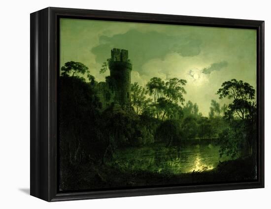 A Moonlit Lake by a Castle-Joseph Wright of Derby-Framed Premier Image Canvas