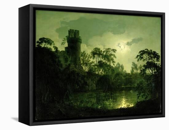 A Moonlit Lake by a Castle-Joseph Wright of Derby-Framed Premier Image Canvas