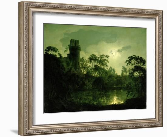 A Moonlit Lake by a Castle-Joseph Wright of Derby-Framed Giclee Print