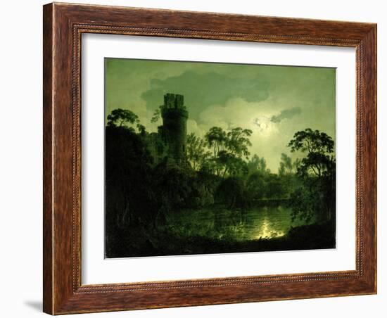 A Moonlit Lake by a Castle-Joseph Wright of Derby-Framed Giclee Print