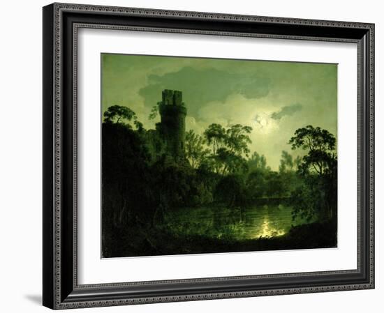 A Moonlit Lake by a Castle-Joseph Wright of Derby-Framed Giclee Print